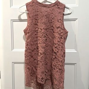 Rose and Olive Pink Lace Top